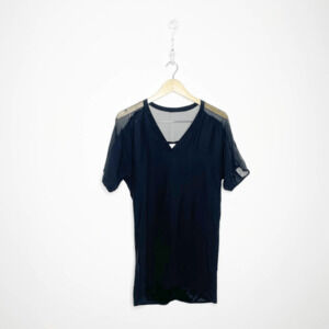 Jennifer Hope Short Sleeve 100% Silk Tunic Dress black mesh v neck womens xs